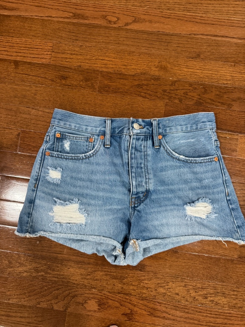 Madewell Light Blue Distressed Relaxed Denim Cutoff Shorts